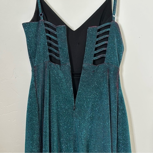 Morgan and Co Teal and Pink Evening Gown Cage Back Full Skirt Maxi Dress SZ XS - Picture 10 of 16